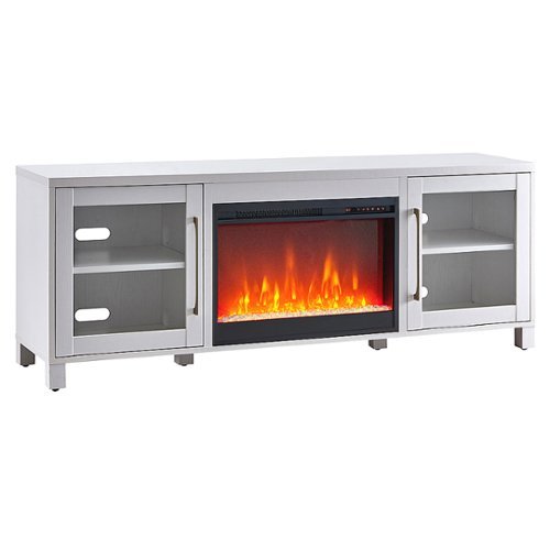 Camden&Wells - Quincy Crystal Fireplace TV Stand for TVs up to 75" - White