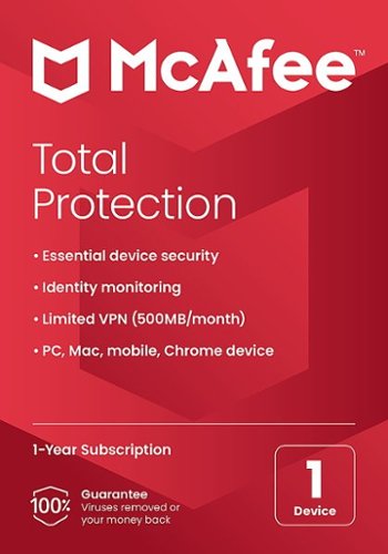 

McAfee - Total Protection (1 Device) Antivirus Internet Security Software + VPN + ID Monitoring (1 Year Subscription) - Android, Apple iOS, Mac OS, Windows, Chrome