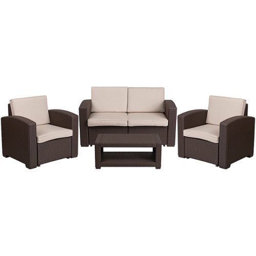 

Flash Furniture - Seneca Outdoor Contemporary Resin 4 Piece Patio Set - Chocolate Brown