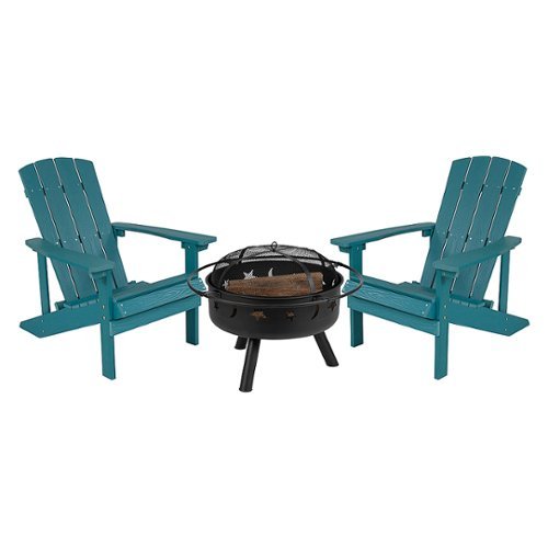 Flash Furniture - Charlestown Star and Moon Fire Pit with Mesh Cover & 2 Sea Foam Poly Resin Adirondack Chairs - Sea Foam
Flash Furniture - Charlestown Star and Moon Fire Pit with Mesh Cover & 2 Sea Foam Poly Resin Adirondack Chairs - Sea Foam