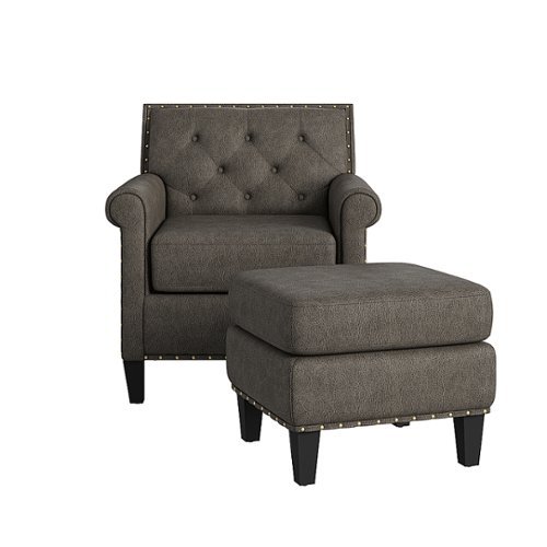Handy Living - Aviva Rolled Arm Distressed Faux Leather Traditional Arm Chair and Ottoman - Distressed Gray
Handy Living - Aviva Rolled Arm Distressed Faux Leather Traditional Arm Chair and Ottoman - Distressed Gray
