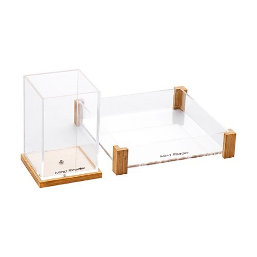 Mind Reader - Modern Collection, Catch All Tray and Pen Cup Set - Brown