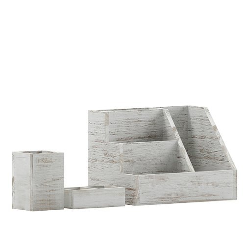 Flash Furniture - Comerford 9.75"W x 6"D x 7.25"H Desk Organizer - White Wash