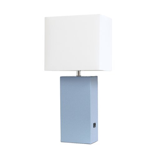 

Lalia Home Lexington Leather Base Modern Table Lamp with USB - Periwinkle