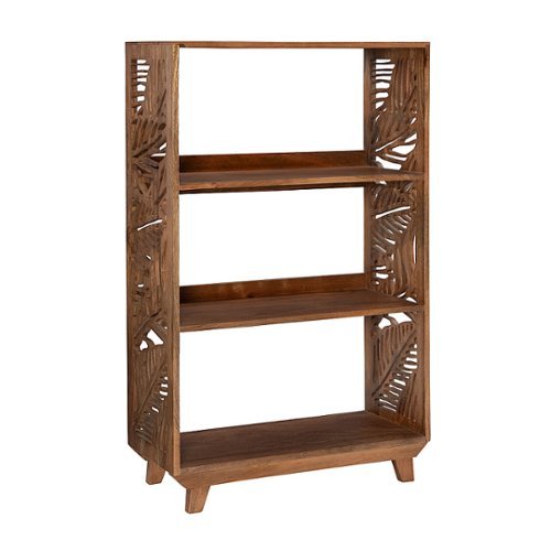Linon Home Décor - Lochmoor 3-Shelf Palm Leaf Bookcase - Natural