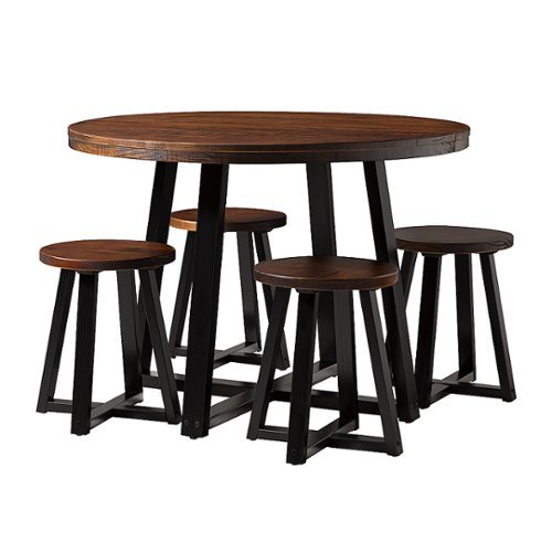 Walker Edison - Rustic 5-Piece Wood Dining Set - Mahogany