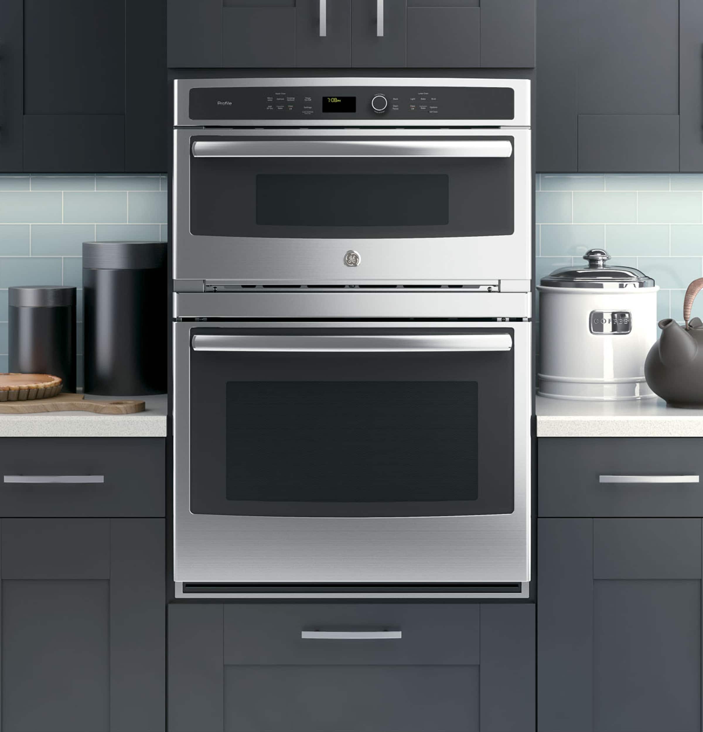 GE - Profile Series 30" Built-In Single Electric Convection Wall Oven with Built-In Microwave - Stainless steel - Alt_View_Standard_11