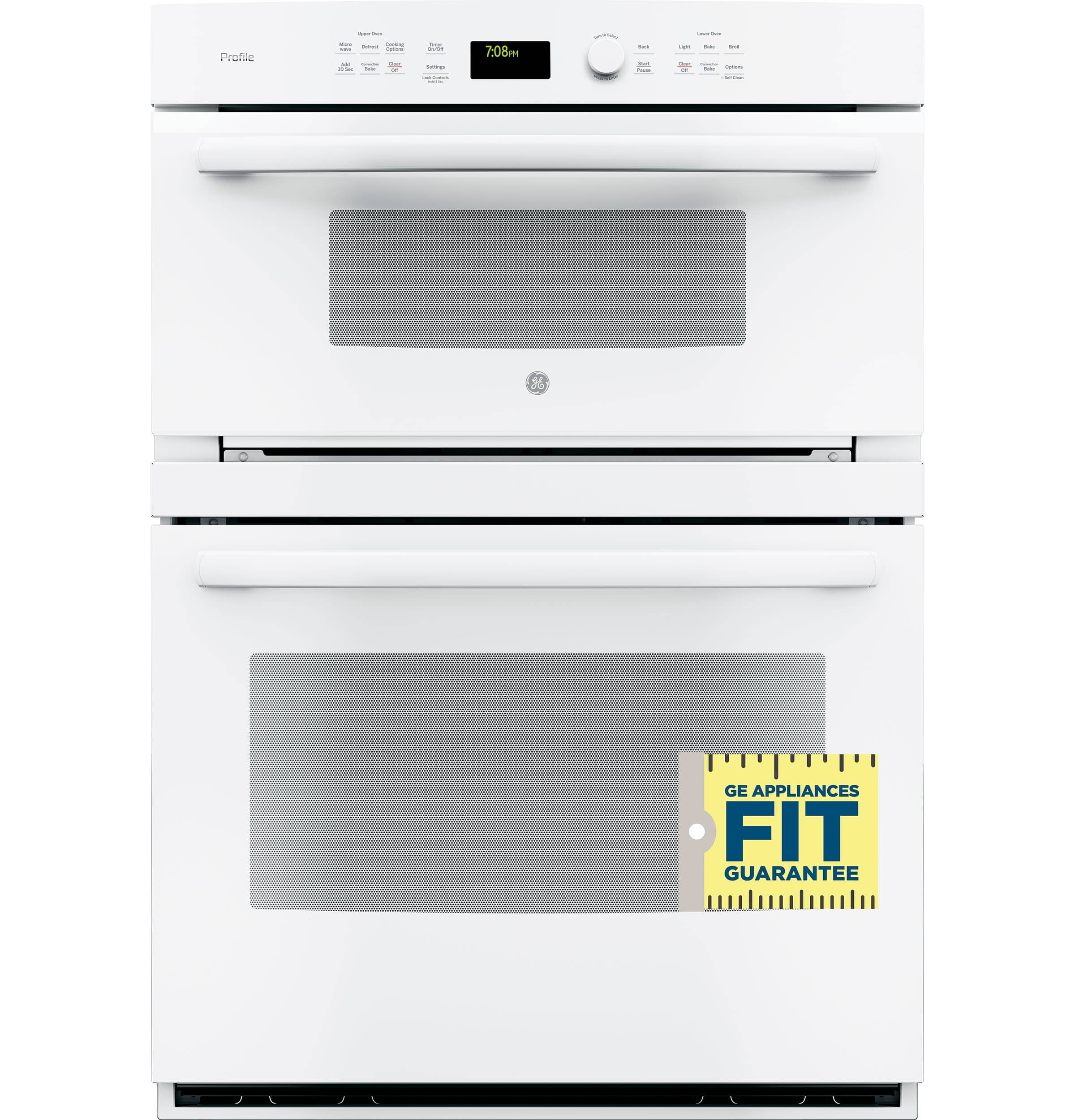 GE - Profile Series 30" Built-In Single Electric Convection Wall Oven with Built-In Microwave - White on White - Alt_View_Standard_1
