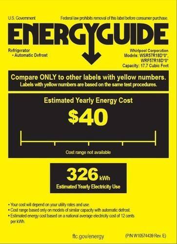 Whirlpool - SideKicks 17.7 Cu. Ft. Refrigerator - Monochromatic Stainless Steel - Energy_Guide