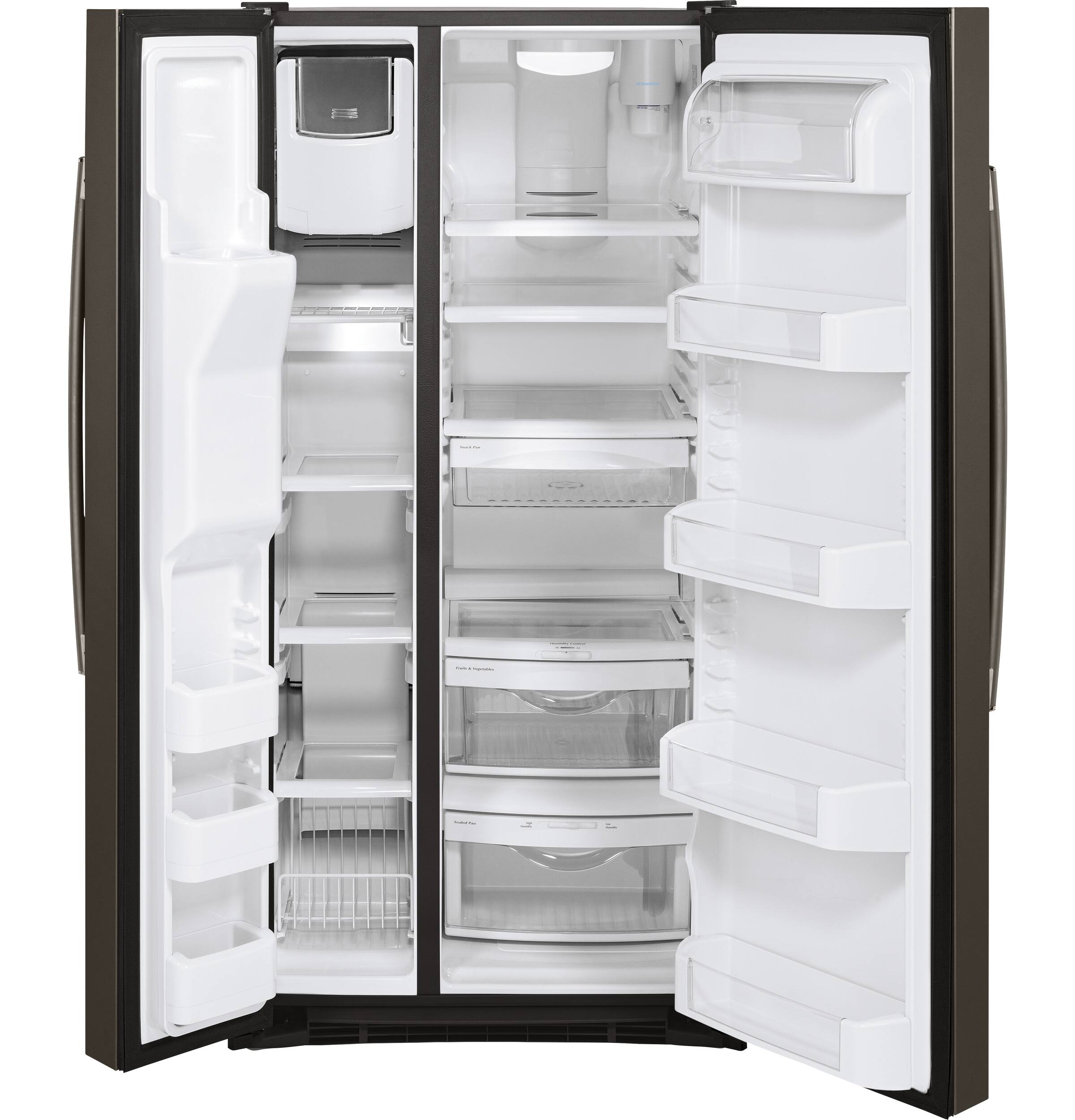 GE - 22.5 Cu. Ft. Side-by-Side Refrigerator with Thru-the-Door Ice and Water - Slate - Alt_View_Standard_12