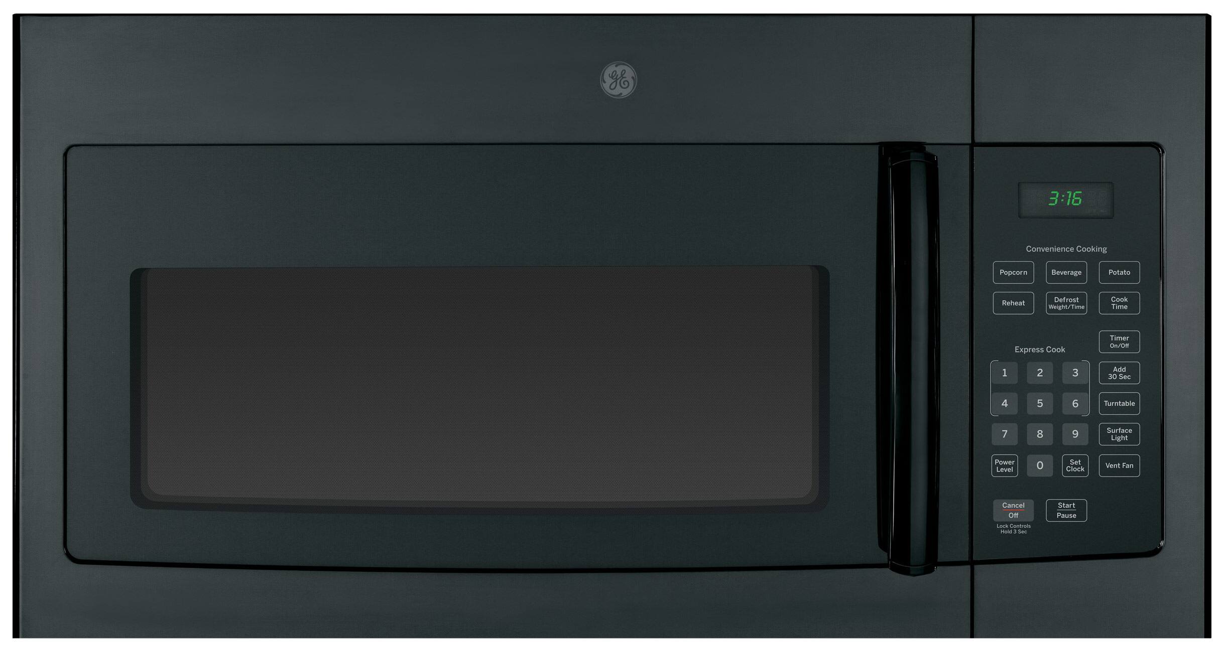 GE - 1.6 Cu. Ft. Over-the-Range Microwave - Black - Front_Standard