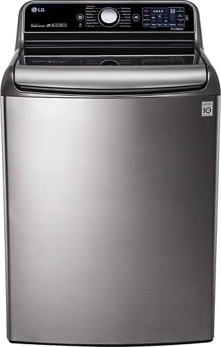 LG - 5.7 Cu. Ft. 14-Cycle High-Efficiency Top-Loading Washer with Steam - Graphite Steel - Front_Standard