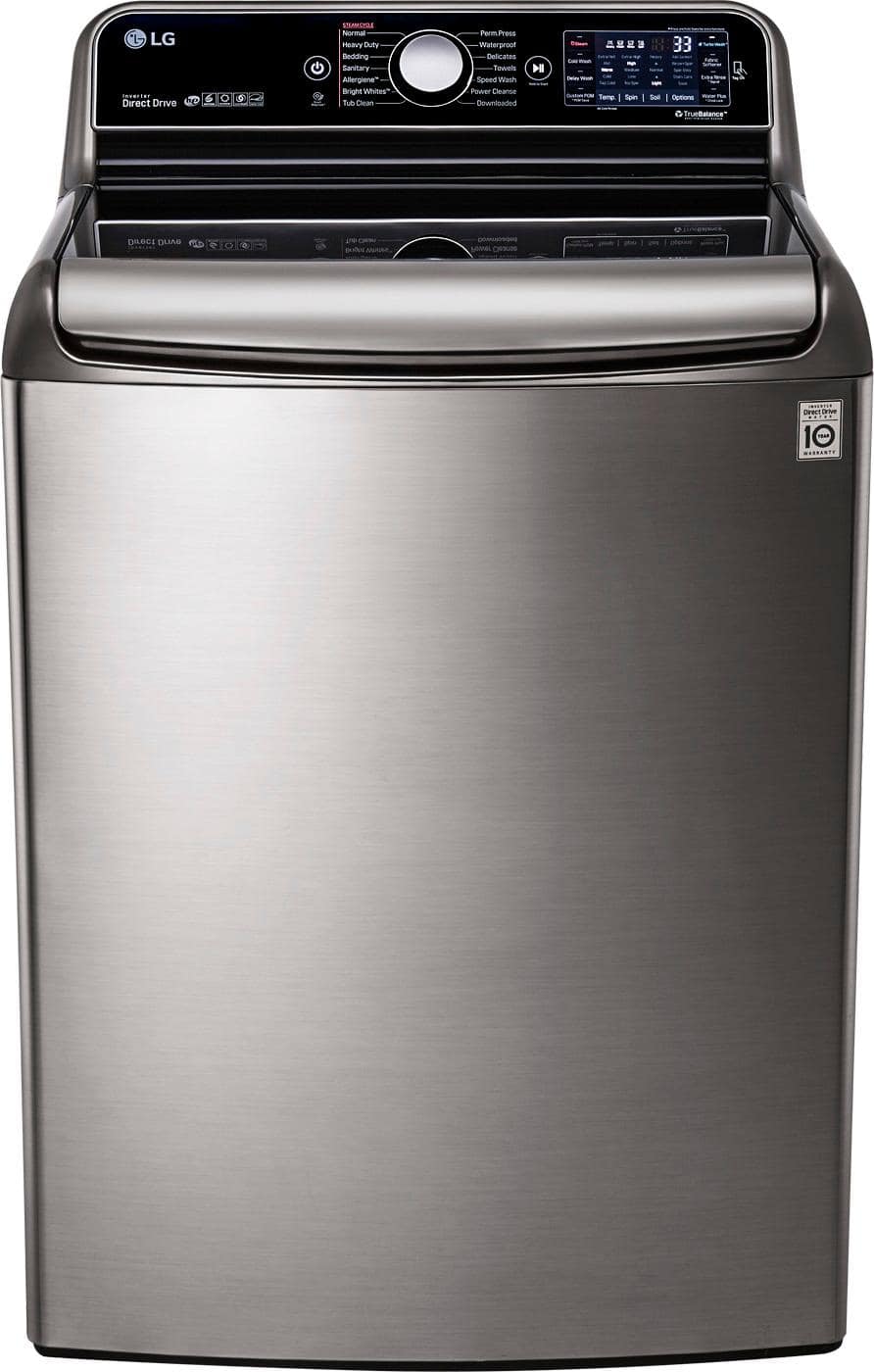 LG - 5.7 Cu. Ft. 14-Cycle High-Efficiency Top-Loading Washer with Steam - Graphite Steel - Front_Zoom