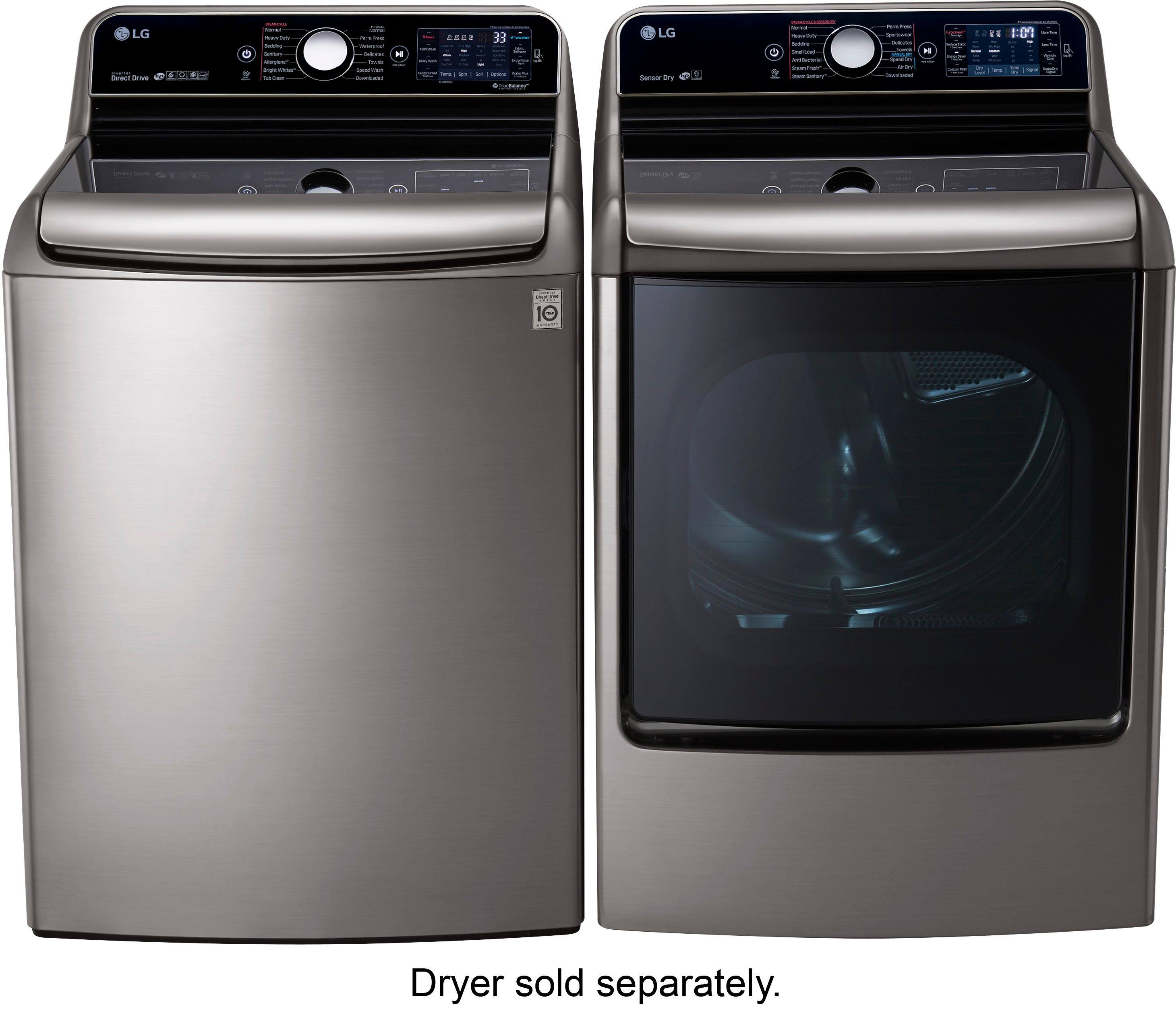 LG - 5.7 Cu. Ft. 14-Cycle High-Efficiency Top-Loading Washer with Steam - Graphite Steel - Alt_View_Standard_16