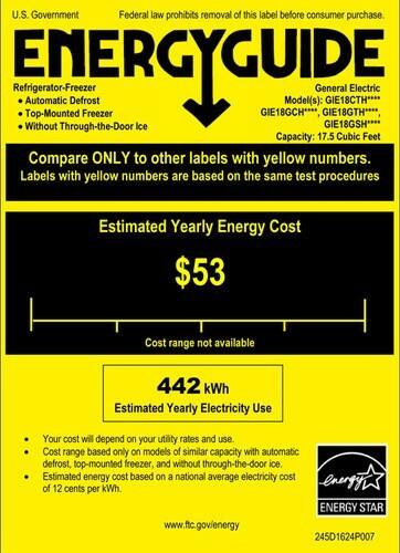 GE - 17.5 Cu. Ft. Frost-Free Top-Freezer Refrigerator - Silver - Energy_Guide