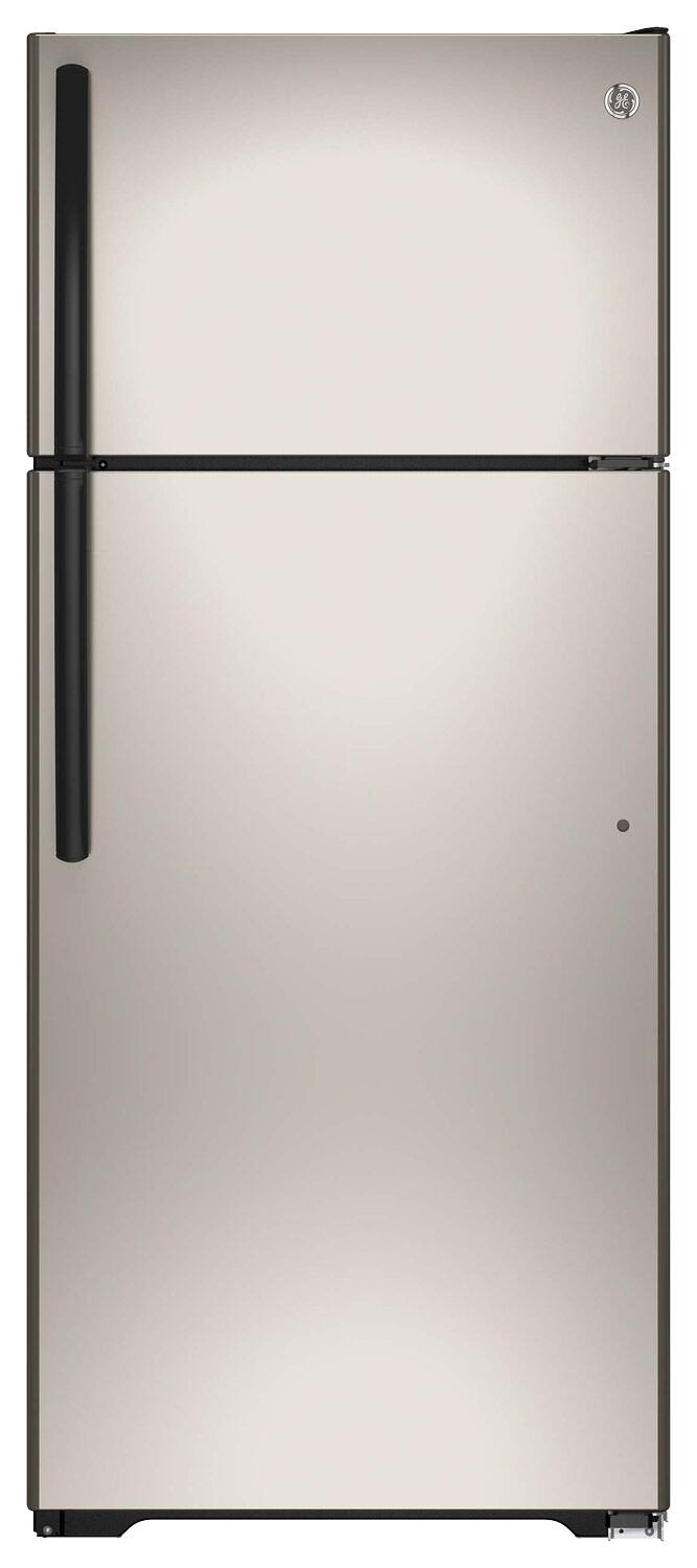 GE - 17.5 Cu. Ft. Frost-Free Top-Freezer Refrigerator - Silver - Front_Standard
