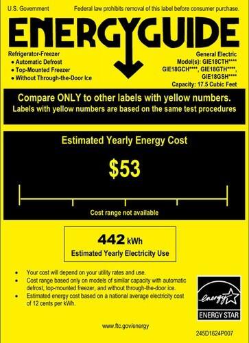 GE - 17.5 Cu. Ft. Frost-Free Top-Freezer Refrigerator - Black - Energy_Guide