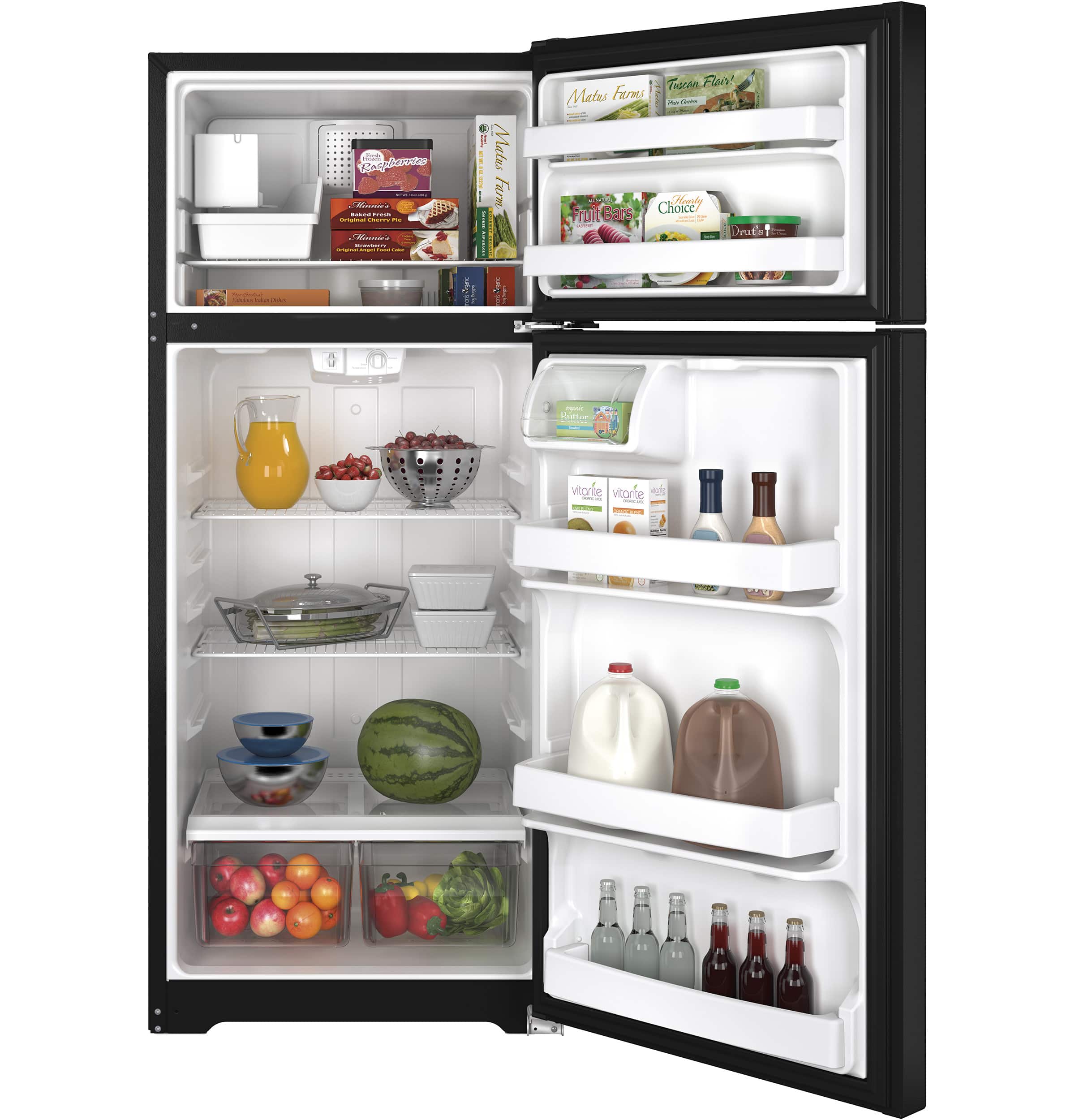 GE - 17.5 Cu. Ft. Frost-Free Top-Freezer Refrigerator - Black - Alt_View_Standard_11