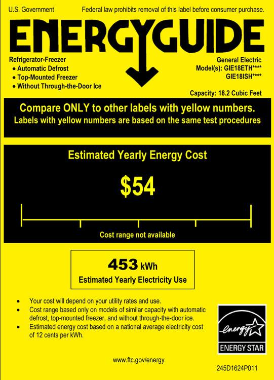 GE - 18.2 Cu. Ft. Frost-Free Top-Freezer Refrigerator - Black - Energy_Guide