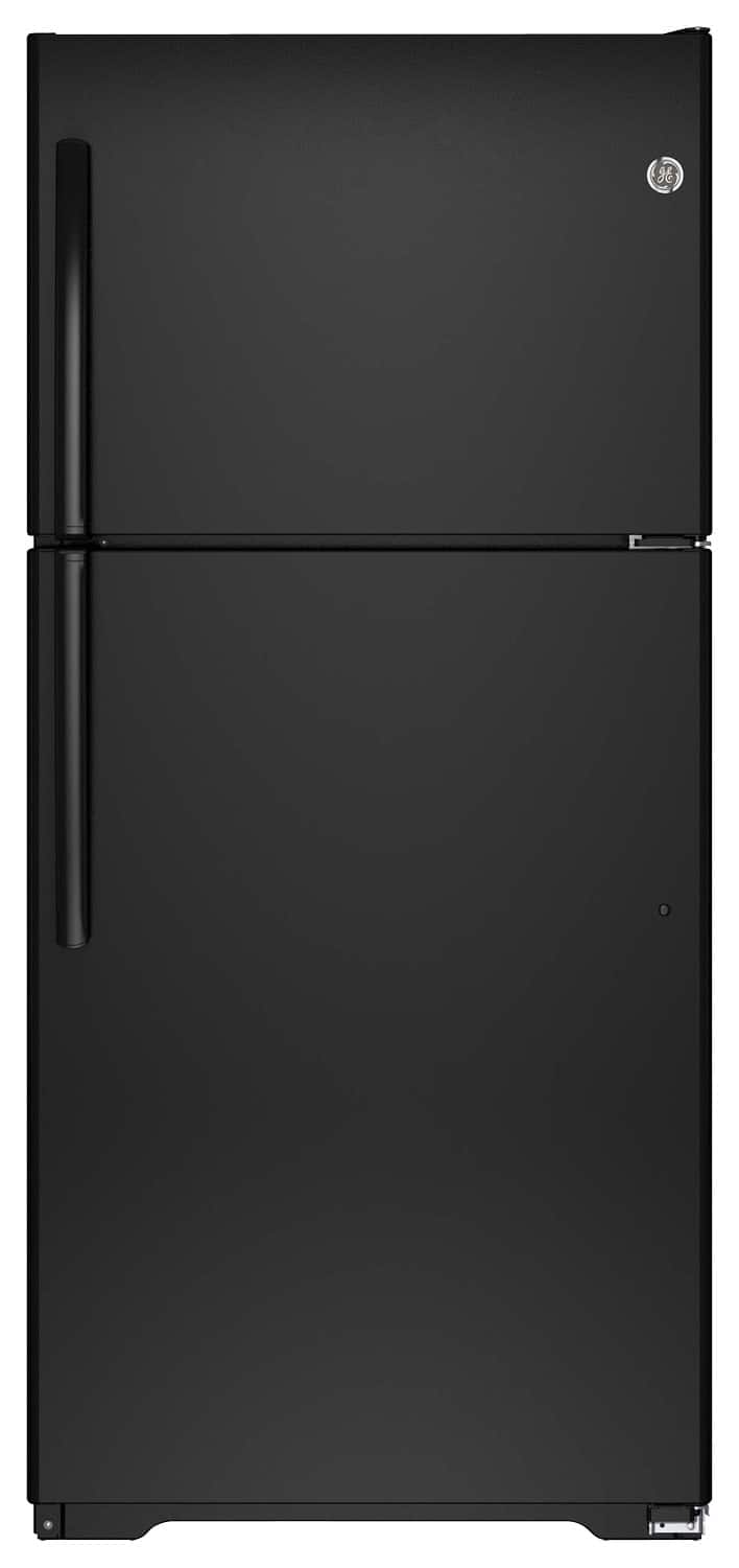 GE - 18.2 Cu. Ft. Frost-Free Top-Freezer Refrigerator - Black - Front_Standard