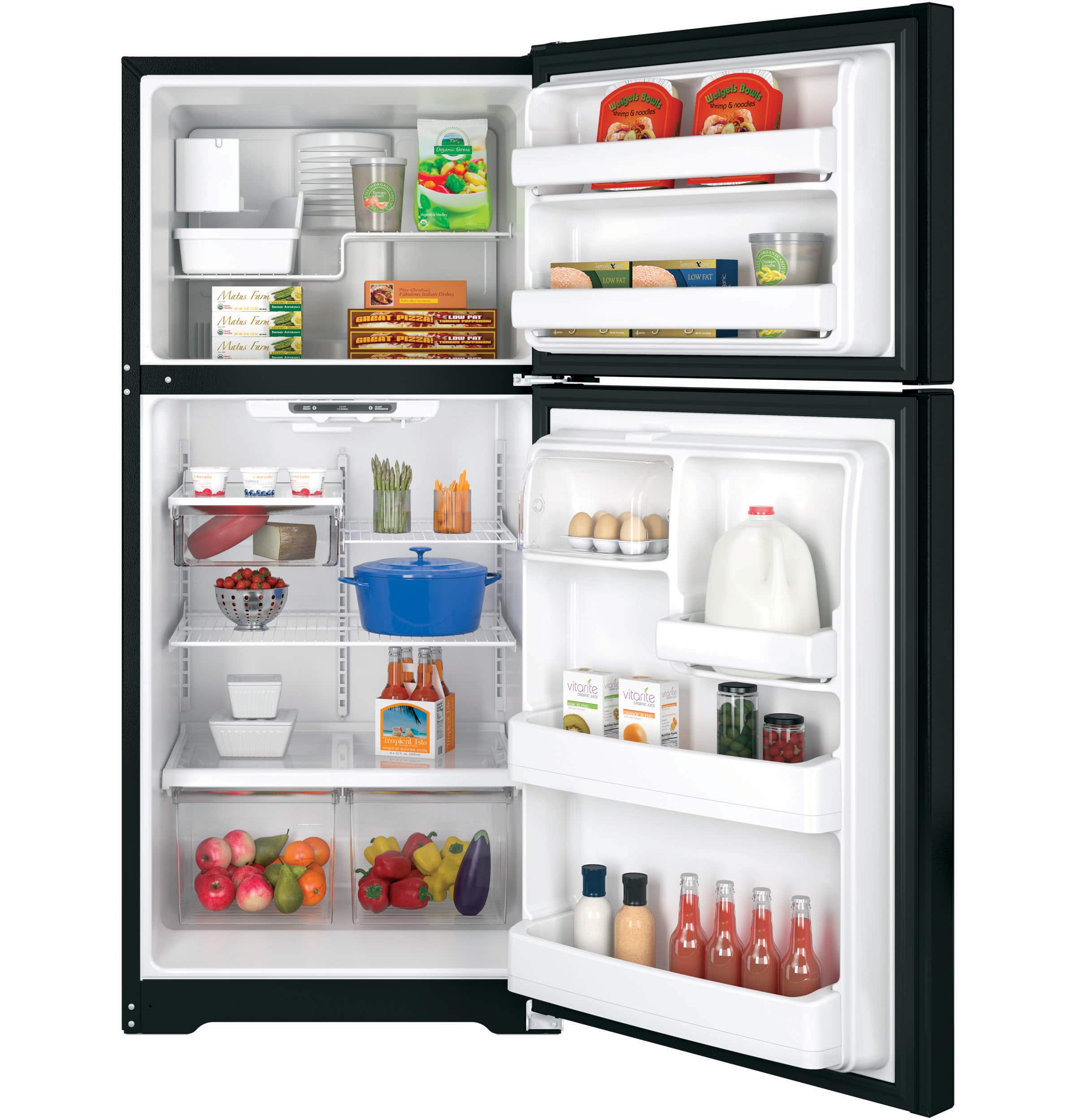 GE - 18.2 Cu. Ft. Frost-Free Top-Freezer Refrigerator - Black - Alt_View_Standard_11