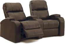 TheaterSeatStore - Headliner 2-Seat Curved Leather Home Theater Seating - Brown