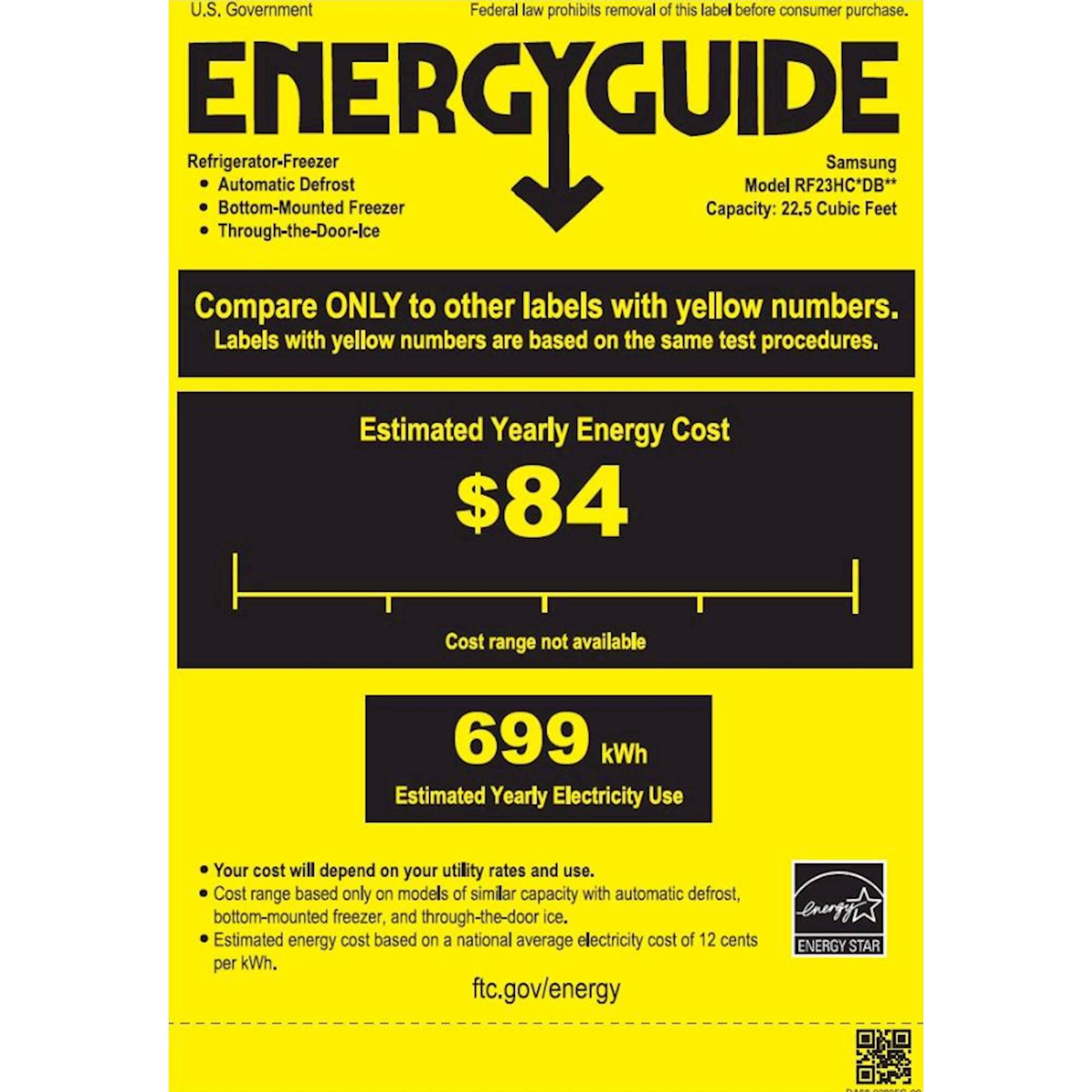 Samsung - 22.5 Cu. Ft. French Door Counter-Depth Refrigerator - Stainless steel - Energy_Guide