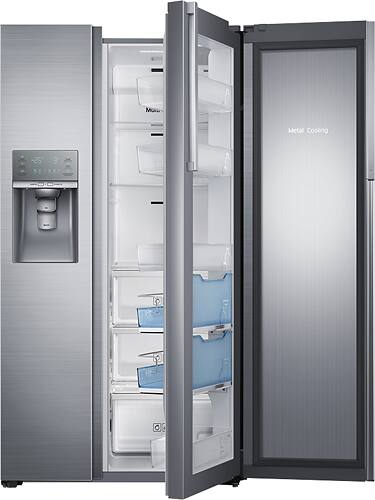 Samsung - 21.5 Cu. Ft. Side-by-Side Counter Depth Refrigerator with Food ShowCase and Thru-the-Door Ice and Water - Fingerprint Resistant Stainless Steel - Front_Standard