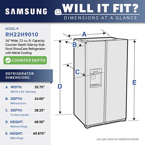 Samsung - 21.5 Cu. Ft. Side-by-Side Counter Depth Refrigerator with Food ShowCase and Thru-the-Door Ice and Water - Fingerprint Resistant Stainless Steel - Alt_View_Standard_20