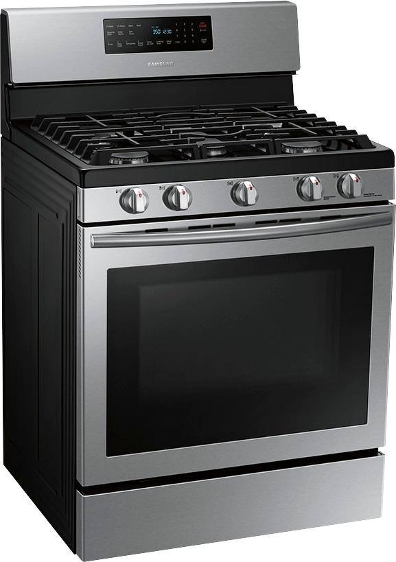 Samsung - 5.8 Cu. Ft. Self-Cleaning Freestanding Gas Convection Range - Stainless steel - Angle_Standard