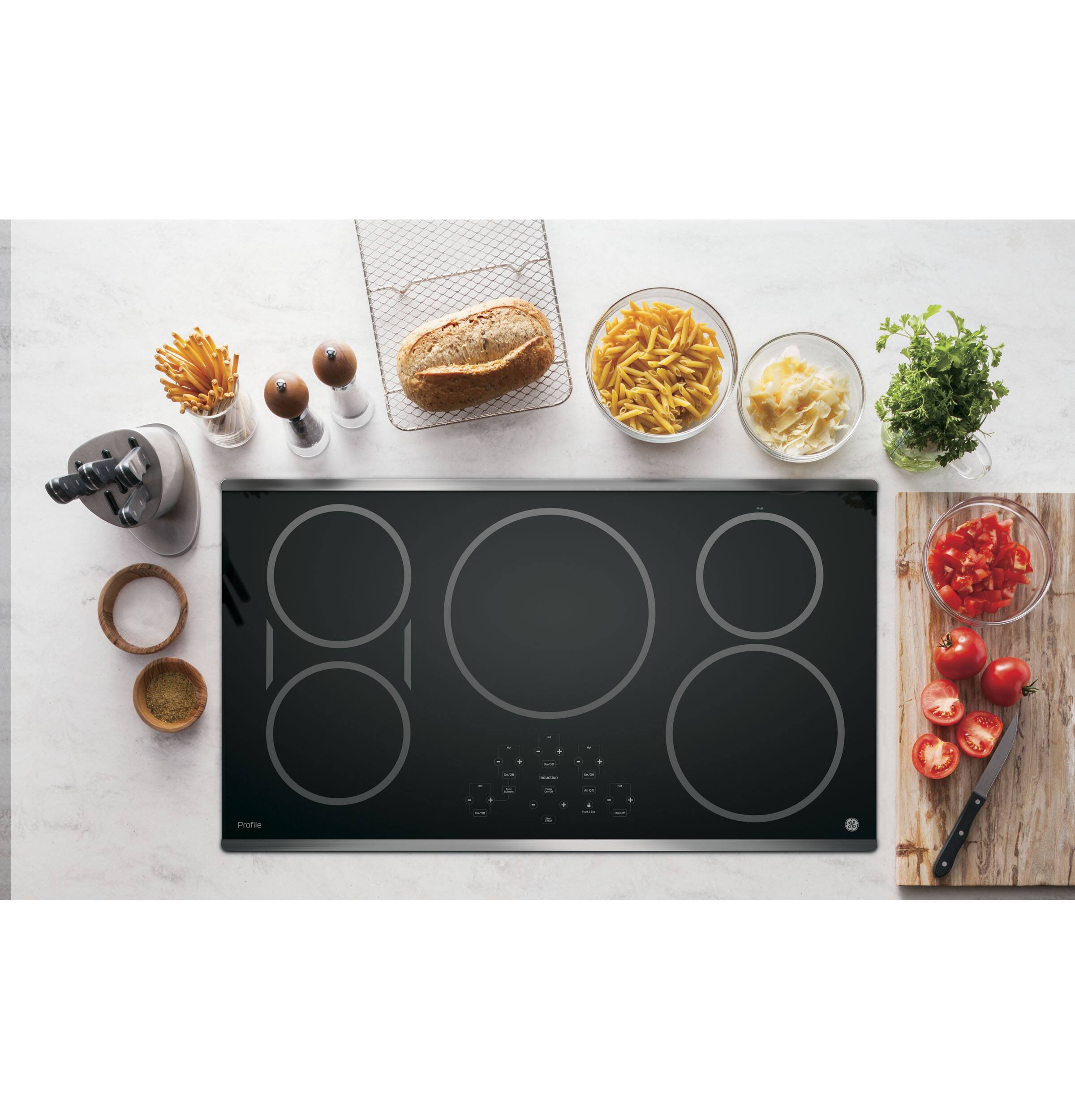 GE - Profile Series 36" Built-In Electric Induction Cooktop - Stainless Steel-on-Black - Alt_View_Standard_11