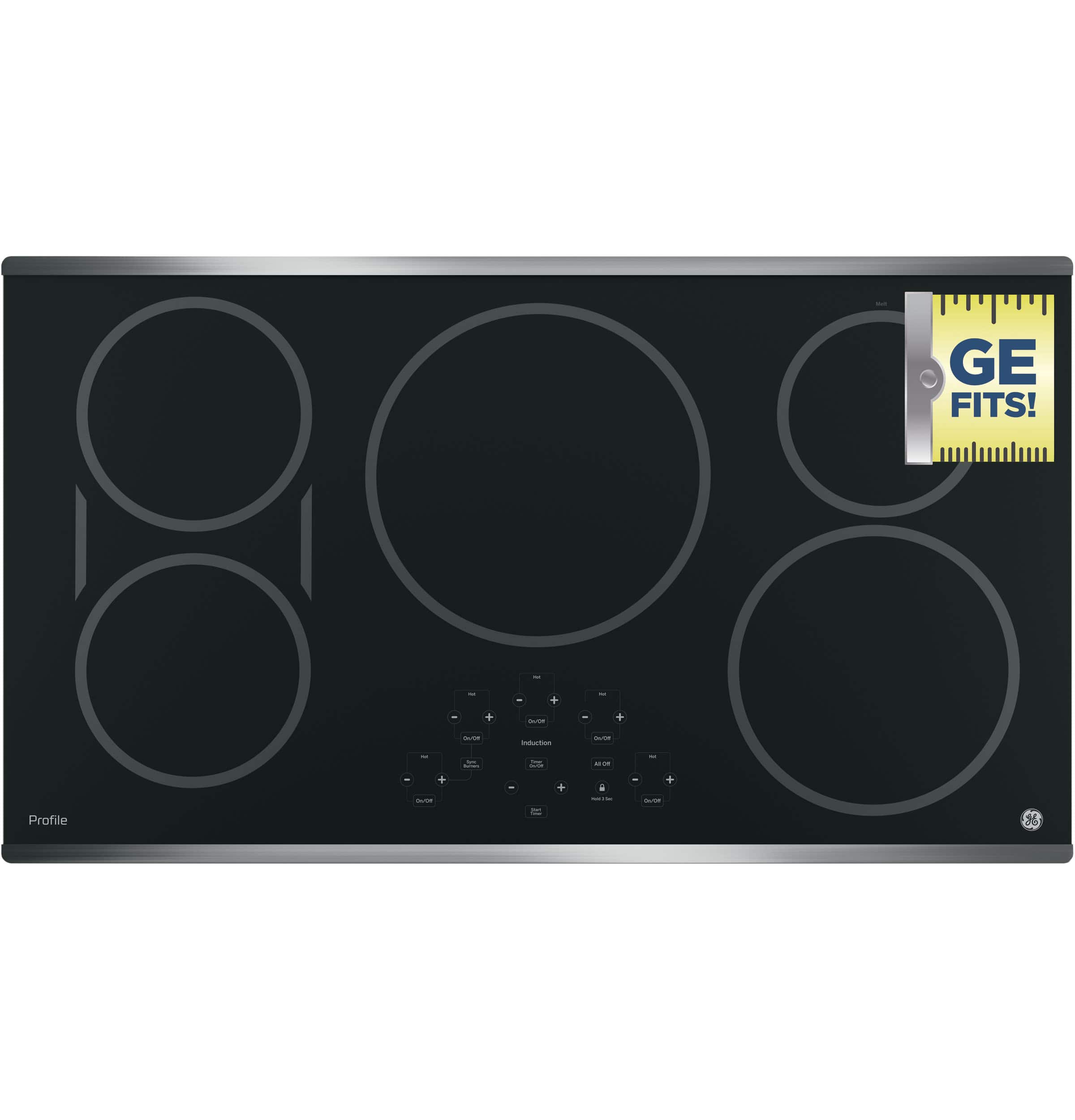 GE - Profile Series 36" Built-In Electric Induction Cooktop - Stainless Steel-on-Black - Alt_View_Standard_19