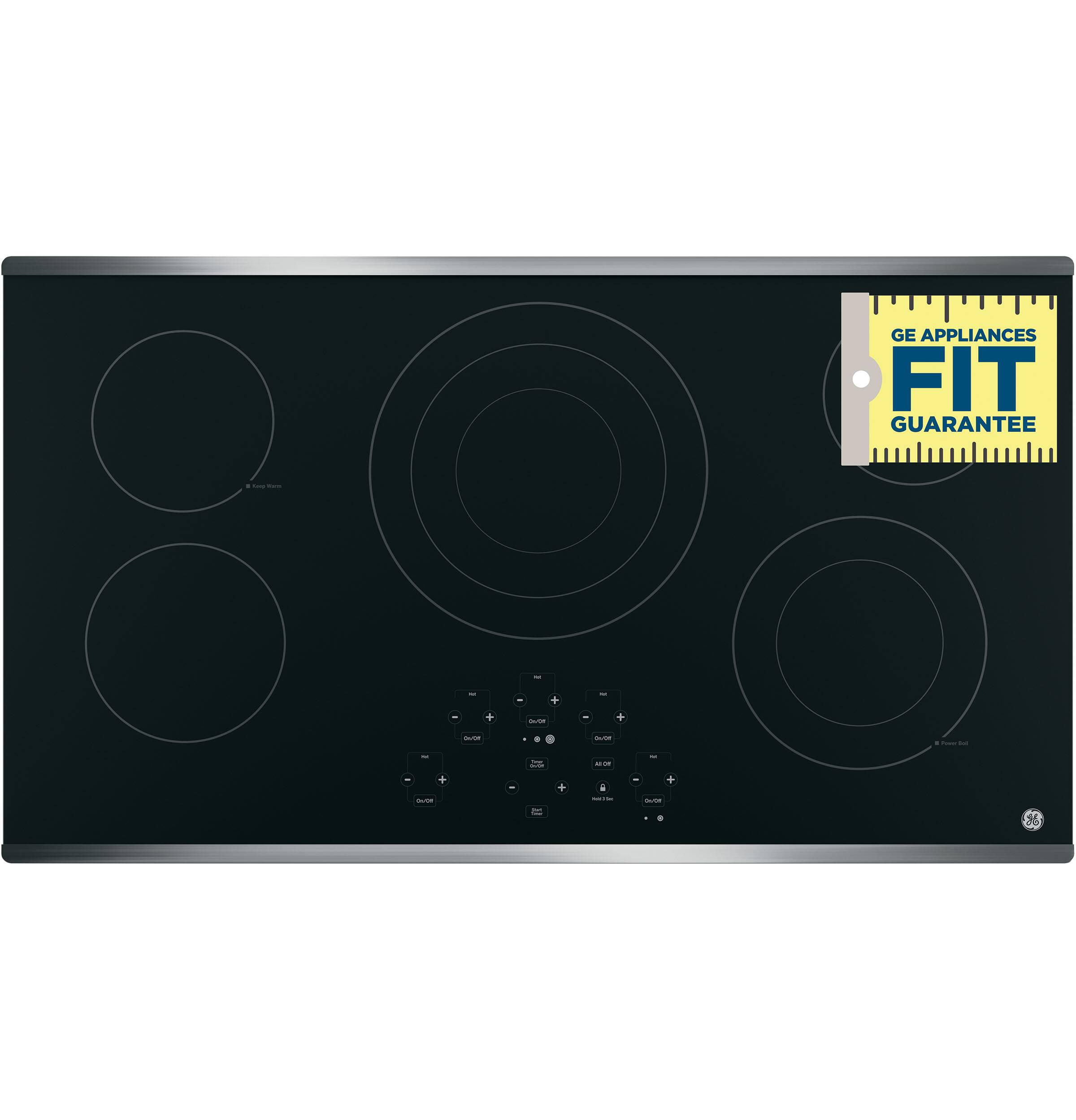 GE 36" BuiltIn Electric Cooktop Stainless SteelonBlack at