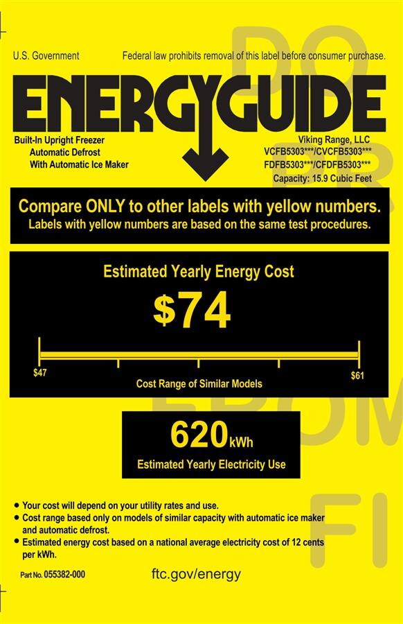 Viking - Professional 5 Series Quiet Cool 15.9 Cu. Ft. Upright Freezer - Black - Energy_Guide