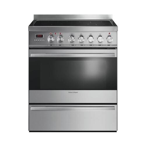 Fisher & Paykel - 3.6 Cu. Ft. Self-Cleaning Freestanding Electric Induction Convection Range - Stainless steel/black glass - Front_Standard