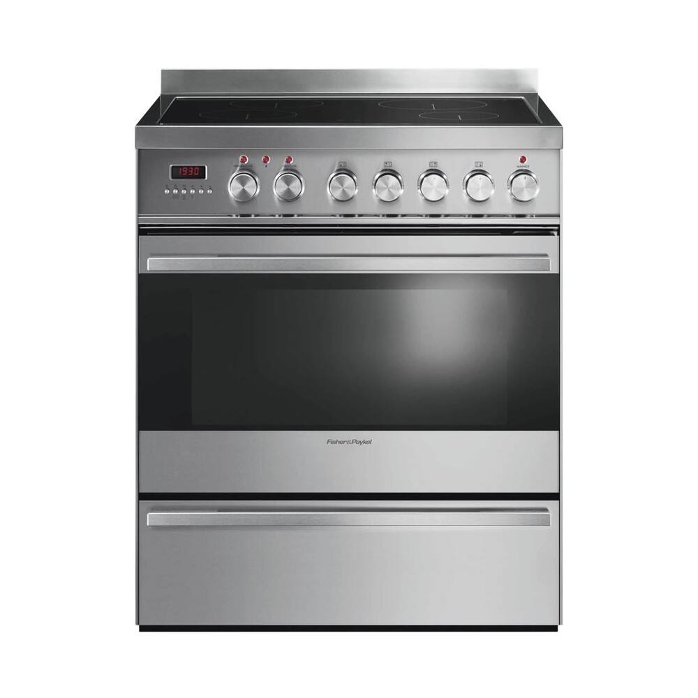 Fisher & Paykel - 3.6 Cu. Ft. Self-Cleaning Freestanding Electric Induction Convection Range - Stainless steel/black glass - Front_Zoom