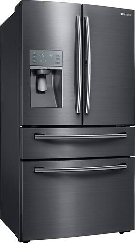Samsung - 27.8 Cu. Ft. 4-Door French Door Refrigerator with Food ShowCase and Thru-the-Door Ice and Water - Fingerprint Resistant Black Stainless Steel - Angle_Standard