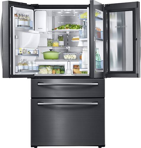 Samsung - 27.8 Cu. Ft. 4-Door French Door Refrigerator with Food ShowCase and Thru-the-Door Ice and Water - Fingerprint Resistant Black Stainless Steel - Alt_View_Standard_14
