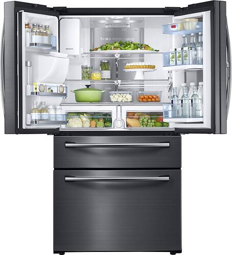 Samsung - 27.8 Cu. Ft. 4-Door French Door Refrigerator with Food ShowCase and Thru-the-Door Ice and Water - Fingerprint Resistant Black Stainless Steel - Alt_View_Standard_1