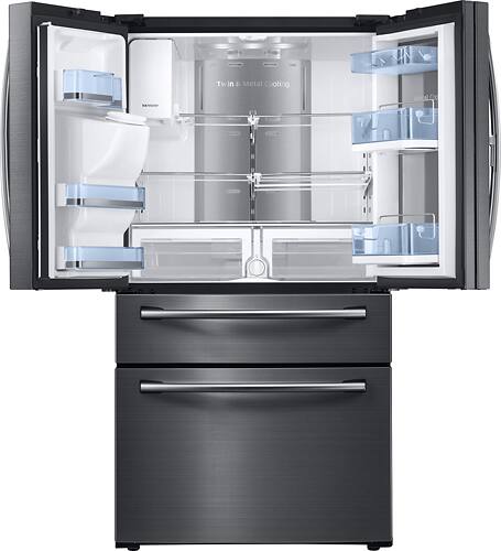 Samsung - 27.8 Cu. Ft. 4-Door French Door Refrigerator with Food ShowCase and Thru-the-Door Ice and Water - Fingerprint Resistant Black Stainless Steel - Alt_View_Standard_2