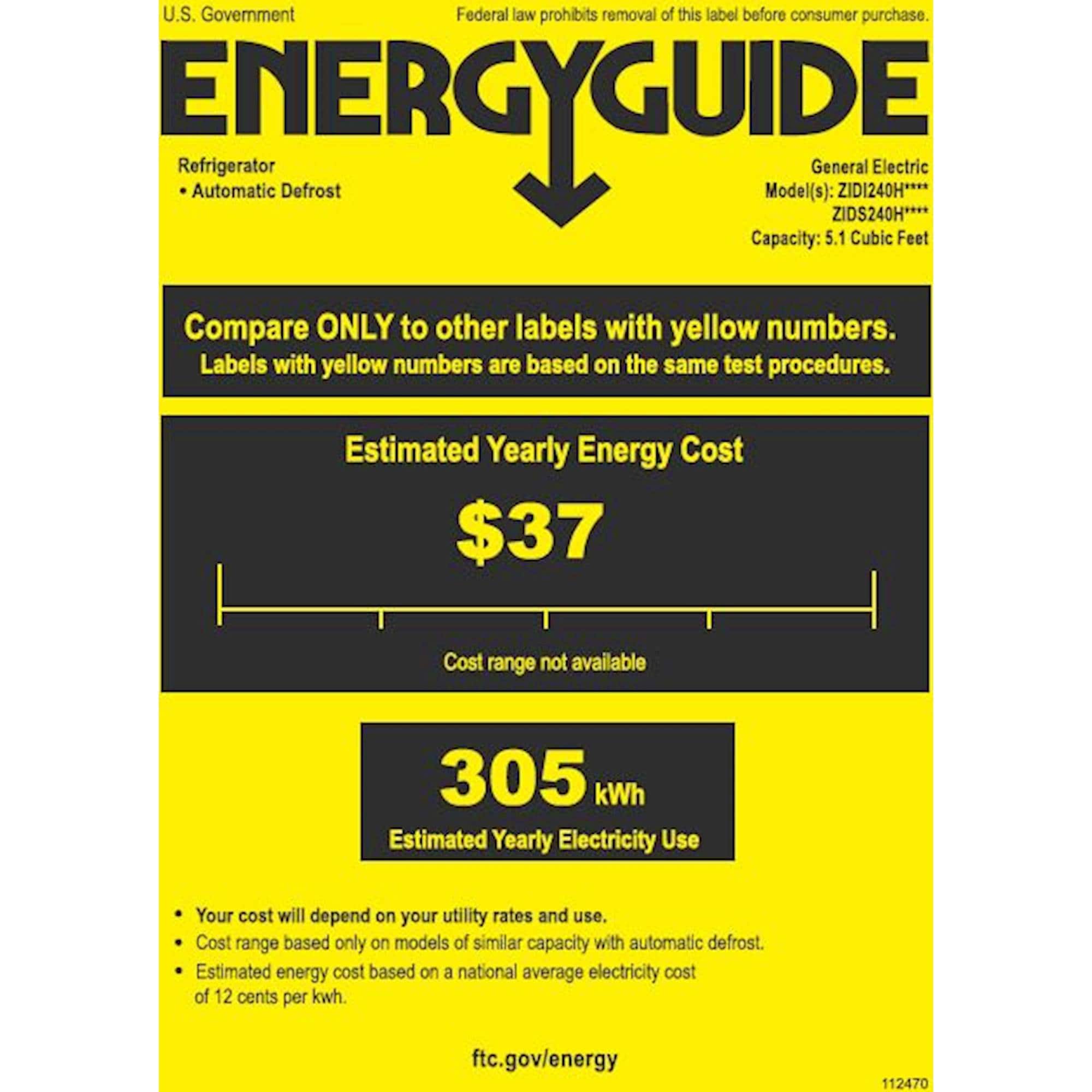 Monogram - 5 Cu.Ft. Built-In Compact Refrigerator - Energy_Guide