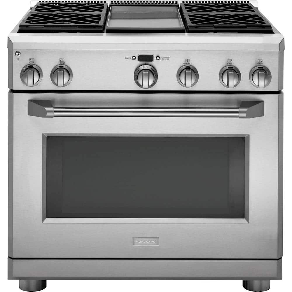 Monogram - 6.5 Cu. Ft. Self-Cleaning Freestanding Gas Convection Range - Stainless steel - Front_Zoom