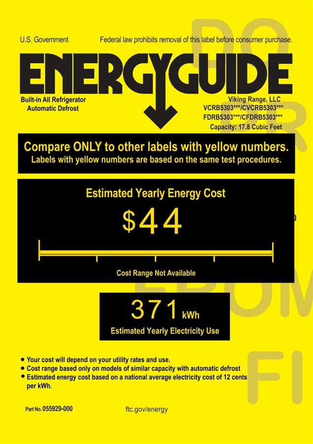 Viking - Professional 5 Series Quiet Cool 17.8 Cu. Ft. Refrigerator - Black - Energy_Guide