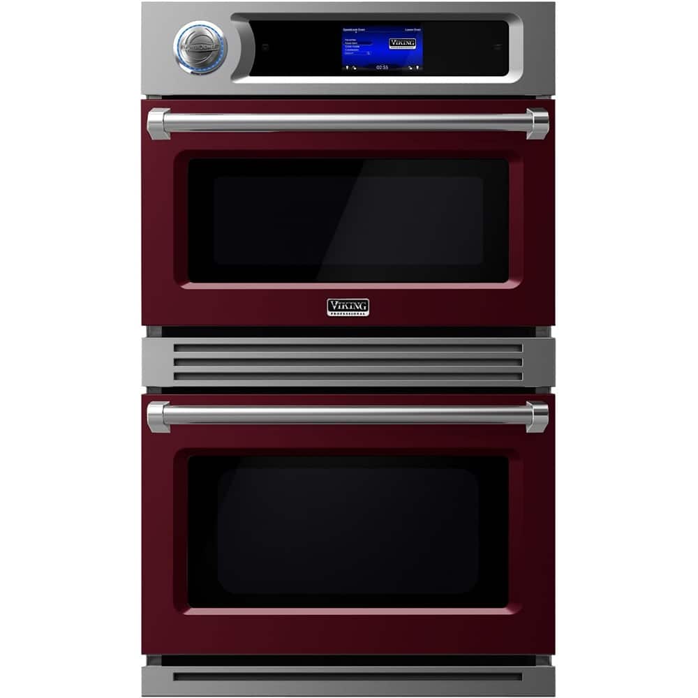 Viking - Professional 30.1" Built-In Double Electric Convection Wall Oven - Burgundy - Front_Zoom