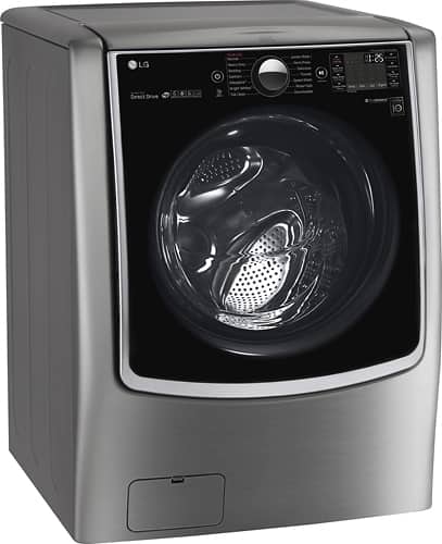 LG - 5.2 Cu. Ft. 14-Cycle Front-Loading Smart Wi-Fi Washer with TurboWash and Steam - Graphite Steel - Angle_Standard