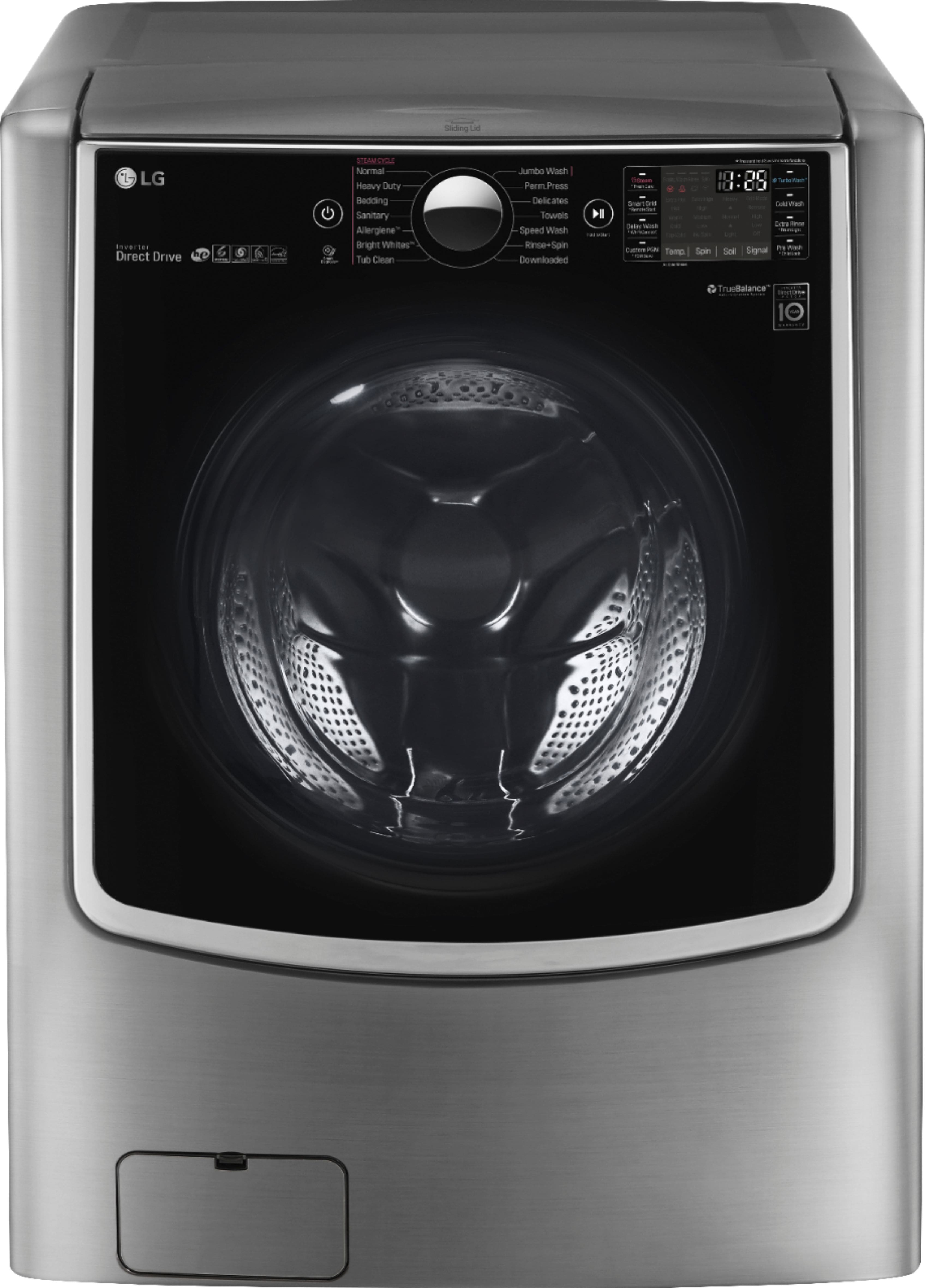 LG - 5.2 Cu. Ft. 14-Cycle Front-Loading Smart Wi-Fi Washer with TurboWash and Steam - Graphite Steel - Front_Zoom