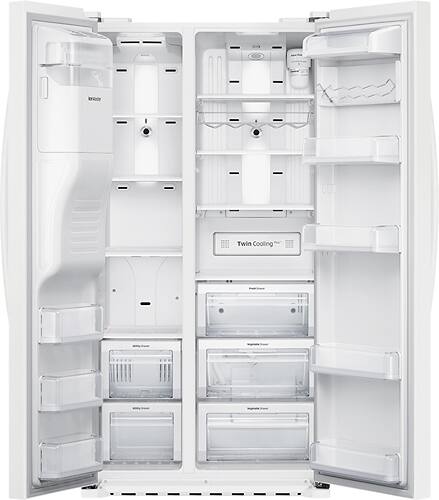white refrigerator with ice maker counter depth