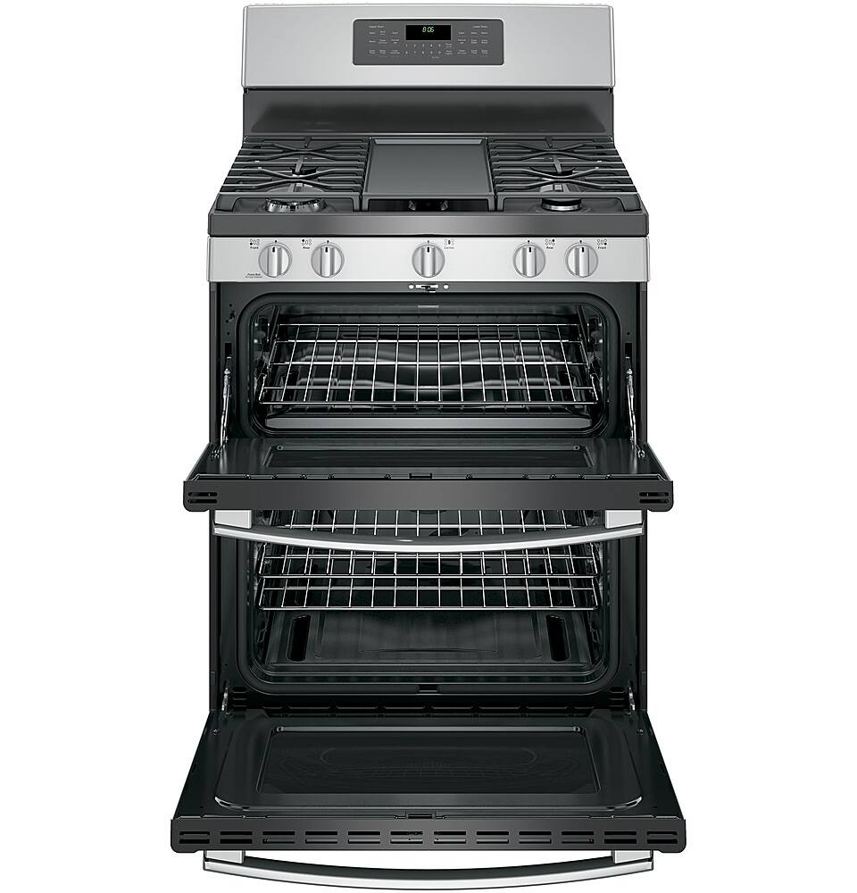 GE - 6.8 Cu. Ft. Self-Cleaning Freestanding Double Oven Gas Convection