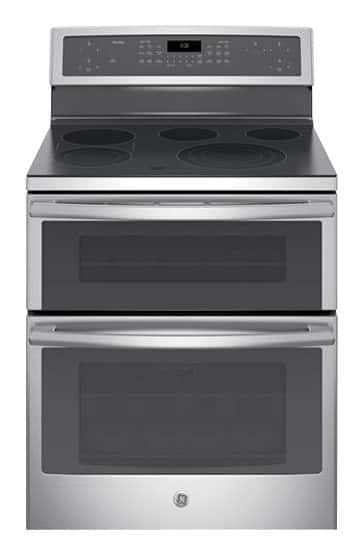 GE - Profile Series 6.6 Cu. Ft. Self-Cleaning Freestanding Double Oven Electric Convection Range - Stainless steel - Front_Standard
