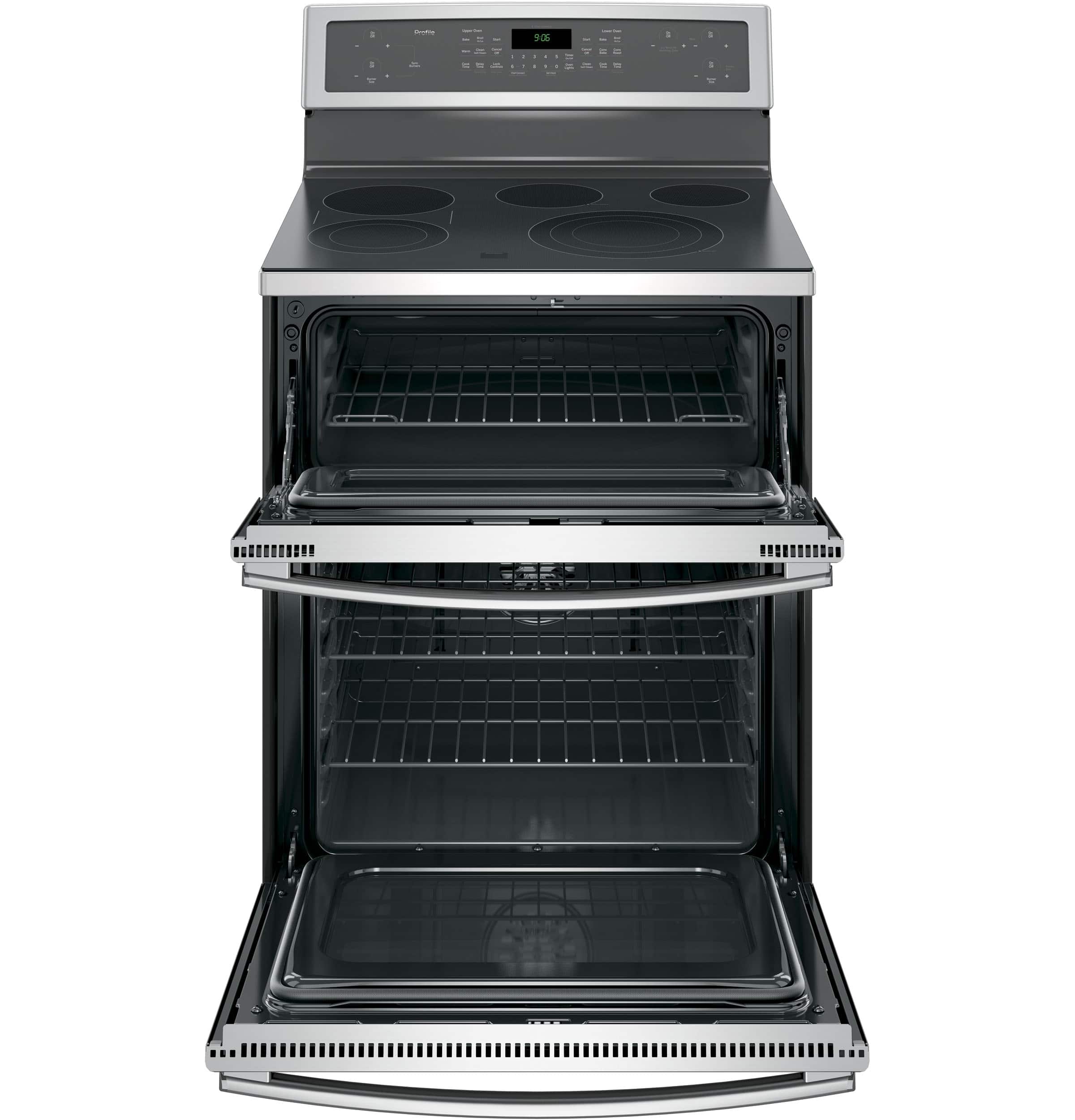 GE - Profile Series 6.6 Cu. Ft. Self-Cleaning Freestanding Double Oven Electric Convection Range - Stainless steel - Alt_View_Standard_12